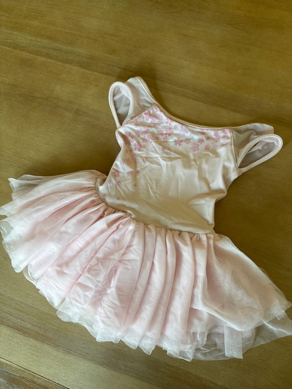 Bloch Girls Light Pink Ballet Leotard Dress Tulle Tutu Floral Cap Sleeve 6X/7